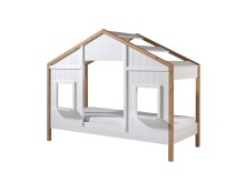 Hausbett >BABS< in Kiefer Farbe Oak/Weiß -...