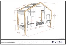Hausbett >BABS< in Kiefer Farbe Oak/Weiß - 210x170x97 (BxHxT)