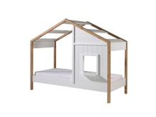 Hausbett >BABS< in Kiefer Farbe Oak/Weiß -...