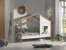 Hausbett >BABS< in Kiefer Farbe Oak/Weiß - 210x170x97 (BxHxT)