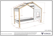 Hausbett >BABS< in Kiefer Farbe Oak/Weiß - 210x170x97 (BxHxT)