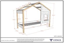 Hausbett >BABS< in Kiefer Farbe Oak/Weiß - 210x170x97 (BxHxT)
