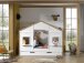 Hausbett >BABS< in Kiefer Farbe Oak/Weiß - 210x168,7x106 (BxHxT)