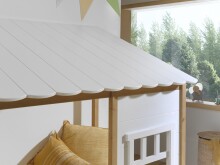 Hausbett >HAUSBETT< in Kiefer Farbe Oak/Weiß - 214,5x174x107,5 (BxHxT)