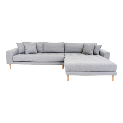 Ecksofa >Lido< in Hellgrau aus Schaum, Eiche, Polyester - 290x76x170cm (BxHxT)
