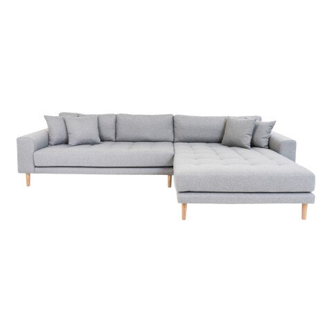 Ecksofa >Lido< in Hellgrau aus Schaum, Eiche, Polyester - 290x76x170cm (BxHxT)