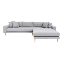 Ecksofa >Lido< in Hellgrau aus Schaum, Eiche,...