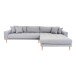 Ecksofa >Lido< in Hellgrau aus Schaum, Eiche, Polyester - 290x76x170cm (BxHxT)