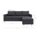Ecksofa >Firenze< in Dunkelgrau aus Stoff - 219x45x151cm (BxHxT)