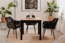 Esstisch >Coburg< ausziehbar 120cm, Artisan Eiche / schwarz - 80/120x76,5x80cm (BxHxT)