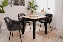 Esstisch >Coburg< ausziehbar 120cm, Artisan Eiche / schwarz - 80/120x76,5x80cm (BxHxT)