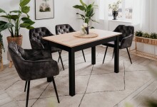 Esstisch >Coburg< ausziehbar 160cm, Artisan Eiche / Schwarz - 120/160x76,5x70cm (BxHxT)