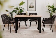 Esstisch >Coburg< ausziehbar 160cm, Artisan Eiche / Schwarz - 120/160x76,5x70cm (BxHxT)