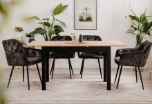 Esstisch >Coburg< ausziehbar 160cm, Artisan Eiche / Schwarz - 120/160x76,5x70cm (BxHxT)