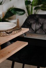Esstisch >Coburg< ausziehbar 180cm, Artisan Eiche / Schwarz - 140/180x76,5x80 (BxHxT)