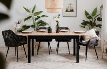 Esstisch >Coburg< ausziehbar 180cm, Artisan Eiche / Schwarz - 140/180x76,5x80 (BxHxT)