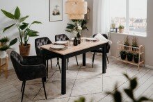 Esstisch >Coburg< ausziehbar 180cm, Artisan Eiche / Schwarz - 140/180x76,5x80 (BxHxT)