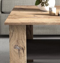 Couchtisch >PORTUM< in Braun/Grau aus Holzwerkstoff - 106,5x45,4x66,5cm (BxHxT)