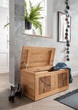 Truhenbank >KM-0660< in braun aus Wildeiche massiv...