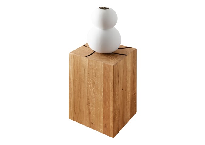 Hocker >KM-0660< in braun aus Wildeiche massiv geölt - 30x46x30cm (BxHxT)