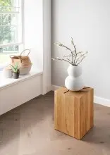 Hocker >KM-0660< in braun aus Wildeiche massiv geölt - 30x46x30cm (BxHxT)