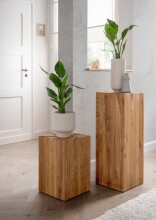 Hocker >KM-0660< in braun aus Wildeiche massiv geölt - 30x46x30cm (BxHxT)