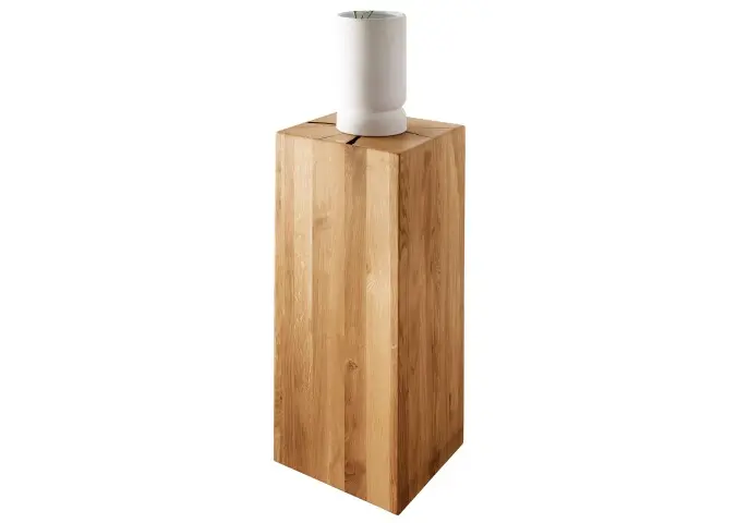 Hocker >KM-0660< in braun aus Wildeiche massiv geölt - 30x81x30cm (BxHxT)