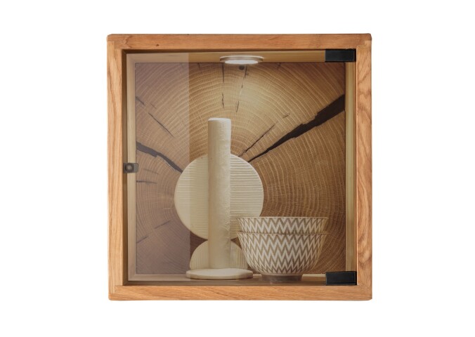 Wandregal >KM-0660< in braun aus Wildeiche massiv geölt - 34x34x20cm (BxHxT)