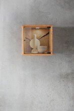 Wandregal >KM-0660< in braun aus Wildeiche massiv geölt - 34x34x20cm (BxHxT)