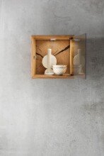 Wandregal >KM-0660< in braun aus Wildeiche massiv geölt - 34x34x20cm (BxHxT)