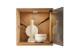 Wandregal >KM-0660< in braun aus Wildeiche massiv geölt - 34x34x20cm (BxHxT)