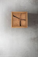Wandregal >KM-0660< in braun aus Wildeiche massiv geölt - 34x34x19,5cm (BxHxT)