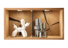 Wandregal >KM-0660< in braun aus Wildeiche massiv geölt - 34x63x20cm (BxHxT)