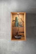 Wandregal >KM-0660< in braun aus Wildeiche massiv geölt - 34x63x20cm (BxHxT)