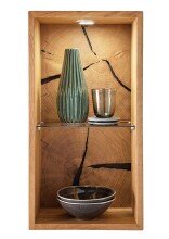 Wandregal >KM-0660< in braun aus Wildeiche massiv geölt - 34x63x20cm (BxHxT)