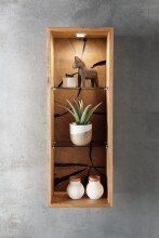 Wandregal >KM-0660< in braun aus Wildeiche massiv geölt - 34x94x20cm (BxHxT)
