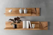 Wandboard >KM-0660< in braun aus Wildeiche massiv geölt - 90x25x8cm (BxHxT)