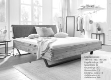 Bett >BE-0573< in braun aus Wildeiche massiv geölt - 165x95x213cm (BxHxT)