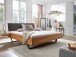 Bett >BE-0573< in braun aus Wildeiche massiv geölt - 185x95x213cm (BxHxT)