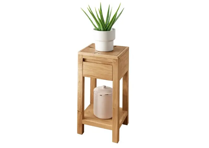 Beistelltisch >KM-0660< in braun aus Wildeiche massiv geölt - 30x60x30cm (BxHxT)