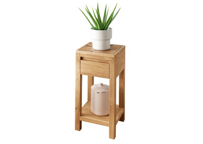 Beistelltisch >KM-0660< in braun aus Wildeiche massiv geölt - 30x60x30cm (BxHxT)