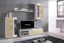Wohnzimmer-Set >FOX< in Sonoma Eiche/Weiss -...
