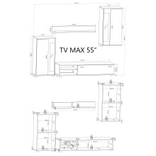 Wohnzimmer-Set >FOX< in Sonoma Eiche/Weiss - 232,4x178,8x40,5 (BxHxT)