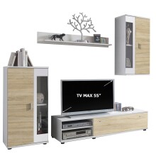 Wohnzimmer-Set >FOX< in Sonoma Eiche/Weiss - 232,4x178,8x40,5 (BxHxT)