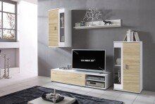 Wohnzimmer-Set >FOX< in Sonoma Eiche/Weiss -...