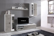 Wohnzimmer-Set >FOX< in Betonoptik/Weiß -...