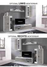 Wohnzimmer-Set >FOX< in Betonoptik/Weiß - 232,4x178,8x40,5 (BxHxT)