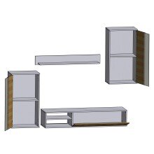 Wohnzimmer-Set >FOX< in Betonoptik/Weiß - 232,4x178,8x40,5 (BxHxT)
