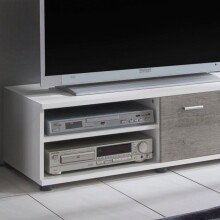 Wohnzimmer-Set >FOX< in Betonoptik/Weiß - 232,4x178,8x40,5 (BxHxT)