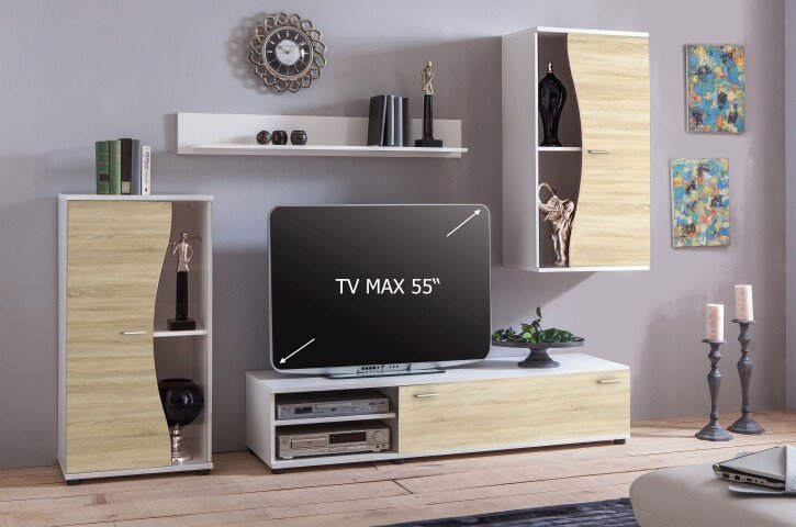 Wohnzimmer-Set >PUR< in Sonoma Eiche aus Holzwerkstoff - 234,3x170x40,2 (BxHxT)